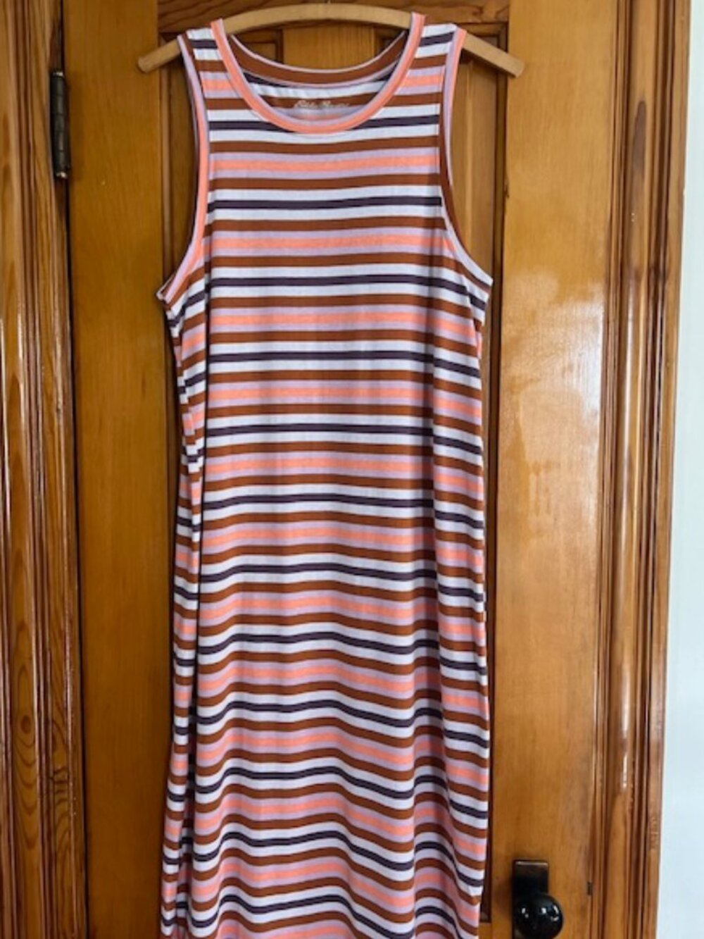 Eddie Bauer Striped  T-Shirt Maxi Side Slit Dress Woman's Size Medium